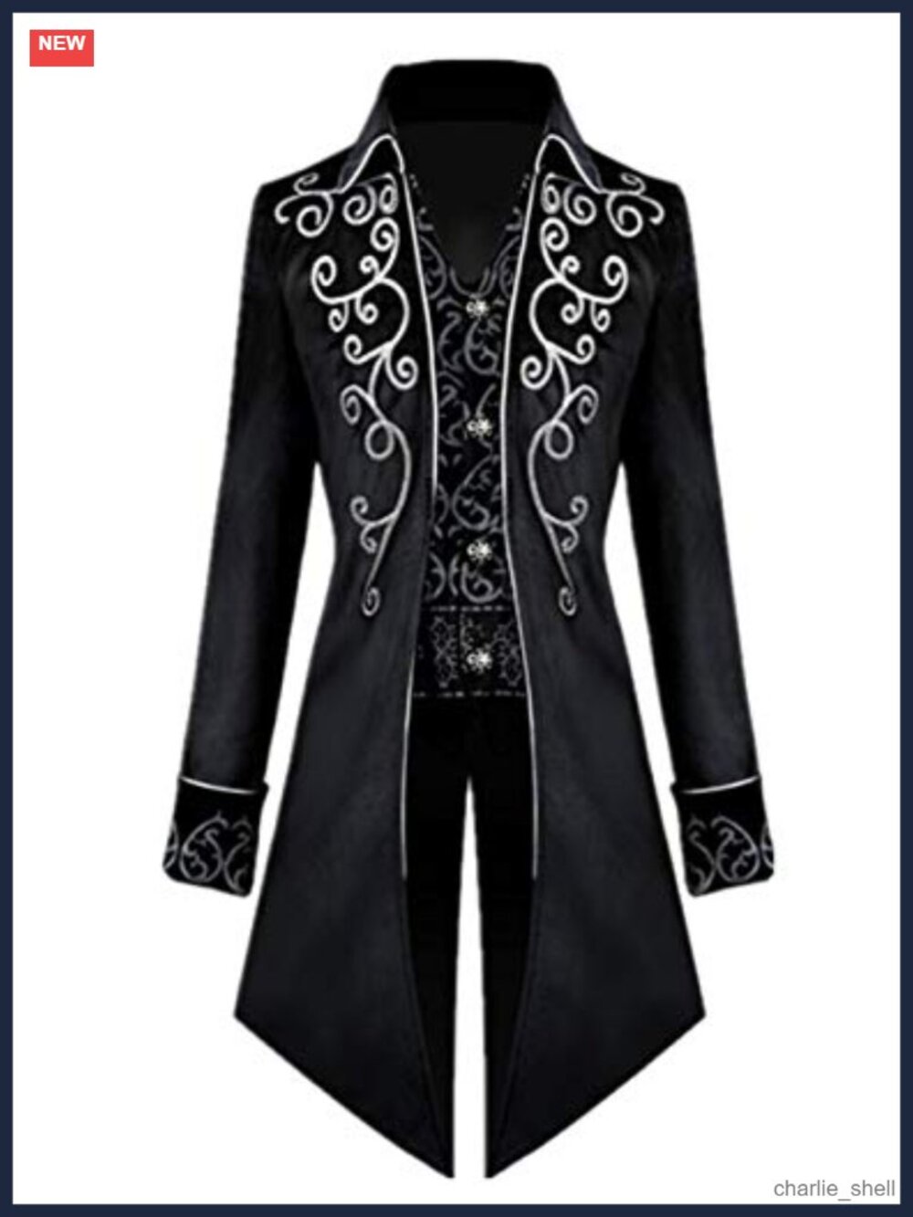 Crubelon Mens Gothic Victorian Tailcoat Jacket Steampunk Costume Velvet